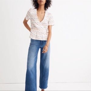 Madewell clipdot ruffle hem top size small